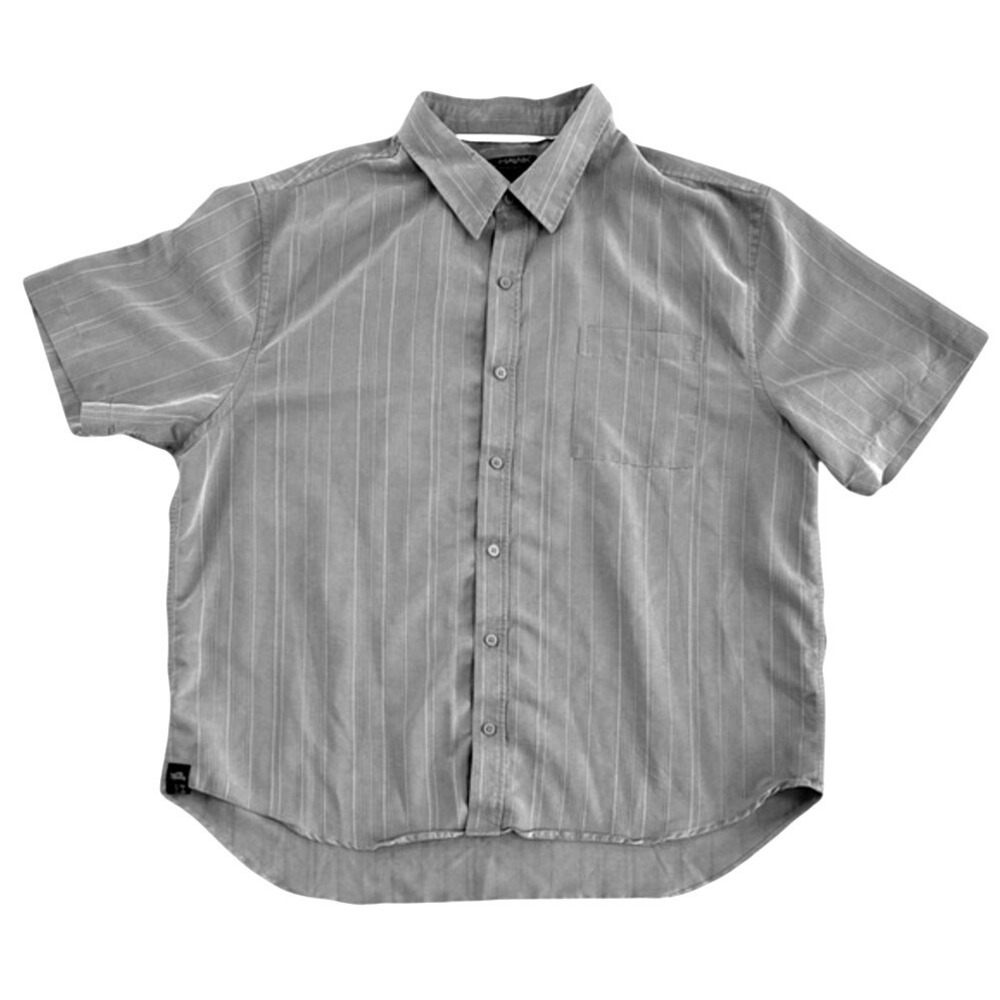Tony Hawk Striped Short Sleeve‎ Button Down Grey Mens XXL